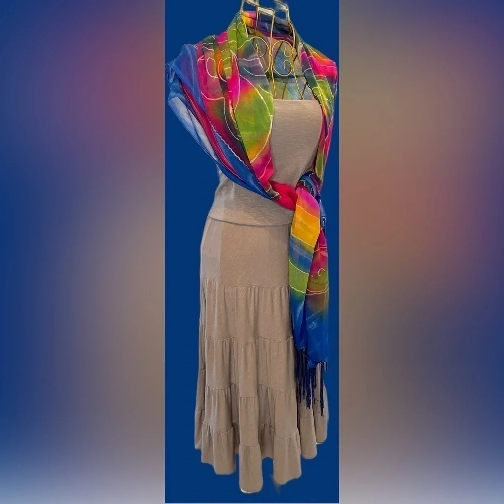 Gorgeous Vibrant and Colorful Jamaican Scarf, OS